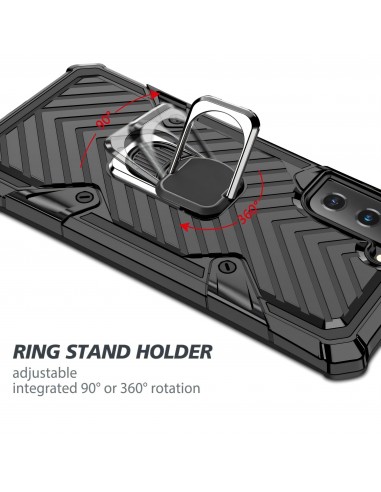 Coque antichoc Galaxy S21 Metal Hybride Armor avec anneau - Noir