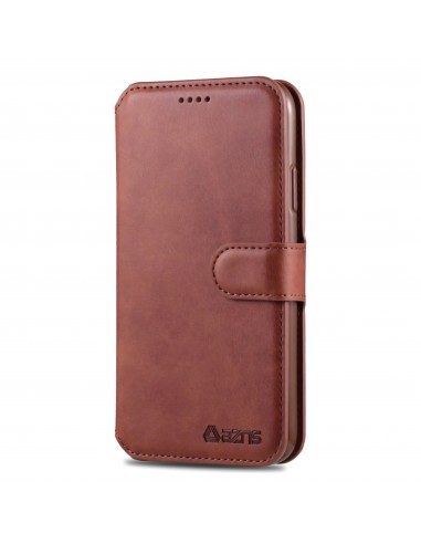 Etui portefeuille iPhone 12 et 12 Pro avec Rabat AZNS - Marron