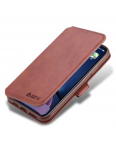 Etui portefeuille iPhone 12 et 12 Pro avec Rabat AZNS - Marron