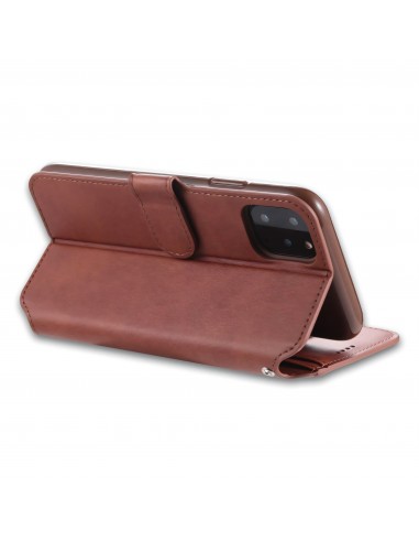 Etui portefeuille iPhone 12 et 12 Pro avec Rabat AZNS - Marron