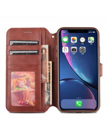 Etui portefeuille iPhone 12 et 12 Pro avec Rabat AZNS - Marron