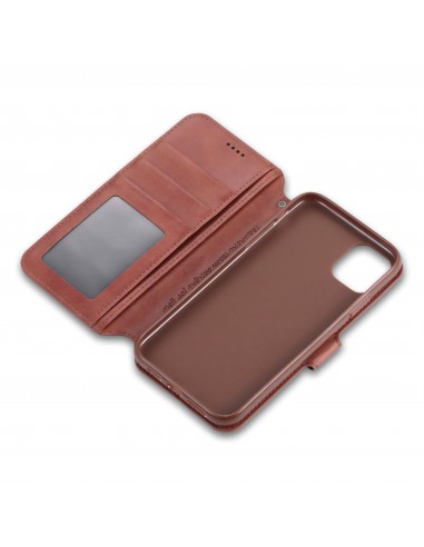Etui portefeuille iPhone 12 et 12 Pro avec Rabat AZNS - Marron