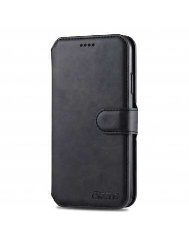 Etui portefeuille iPhone 12 et 12 Pro avec Rabat AZNS - Noir