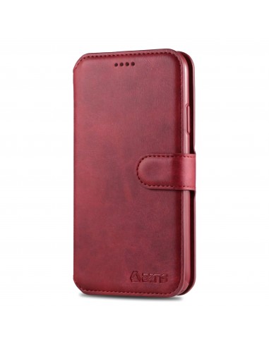 Etui portefeuille iPhone 12 et 12 Pro avec Rabat AZNS - Rouge
