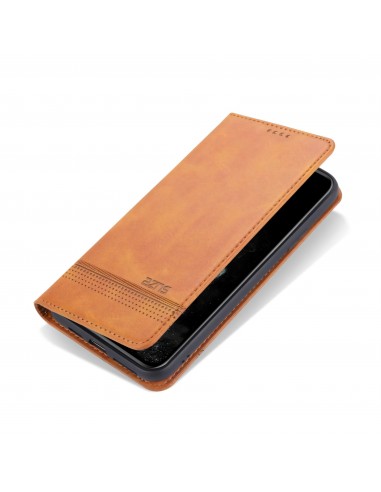Etui portefeuille iPhone 12 pro et 12 Simili Cuir AZNS - Marron
