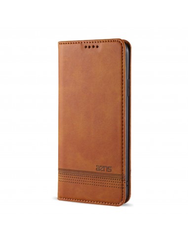 Etui portefeuille iPhone 12 pro et 12 Simili Cuir AZNS - Marron