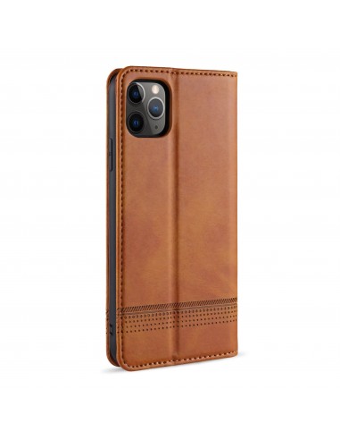 Etui portefeuille iPhone 12 pro et 12 Simili Cuir AZNS - Marron