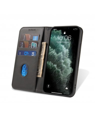 Etui portefeuille iPhone 12 mini Style cuir Business - Noir