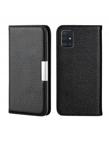 Etui portefeuille Galaxy A51 Style cuir avec fermeture magnétique et rangement carte - Noir
