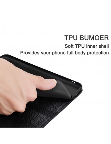 Etui portefeuille Galaxy A51 Style cuir avec fermeture magnétique et rangement carte - Noir