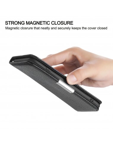 Etui portefeuille Galaxy A51 Style cuir avec fermeture magnétique et rangement carte - Noir