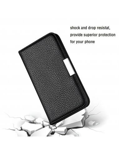 Etui portefeuille Galaxy A51 Style cuir avec fermeture magnétique et rangement carte - Noir
