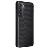 Etui de protection Galaxy S21 Style fibre de carbone avec rangement carte - Noir