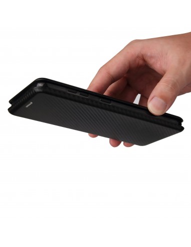 Etui de protection Galaxy S21 Style fibre de carbone avec rangement carte - Noir