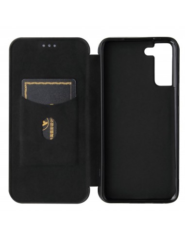 Etui de protection Galaxy S21 Style fibre de carbone avec rangement carte - Noir