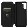Etui de protection Galaxy S21 Style fibre de carbone avec rangement carte - Noir