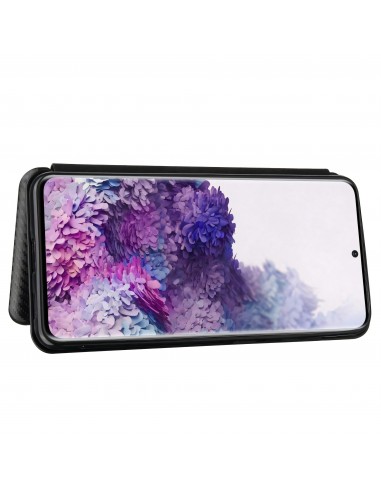 Etui de protection Galaxy S21 Style fibre de carbone avec rangement carte - Noir