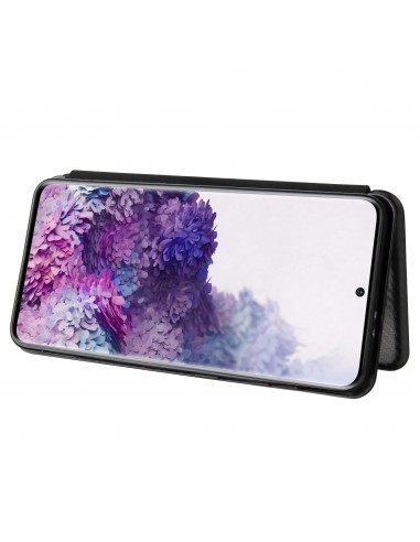 Etui de protection Galaxy S21 Style fibre de carbone avec rangement carte - Noir