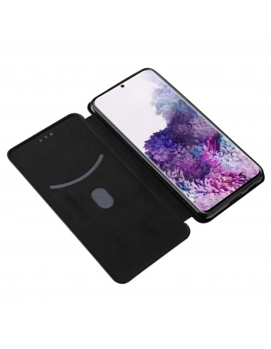 Etui de protection Galaxy S21 Style fibre de carbone avec rangement carte - Noir