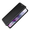 Etui de protection Galaxy S21 Style fibre de carbone avec rangement carte - Noir