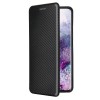 Etui de protection Galaxy S21 Style fibre de carbone avec rangement carte - Noir