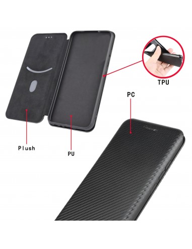 Etui de protection Galaxy S21 Style fibre de carbone avec rangement carte - Noir