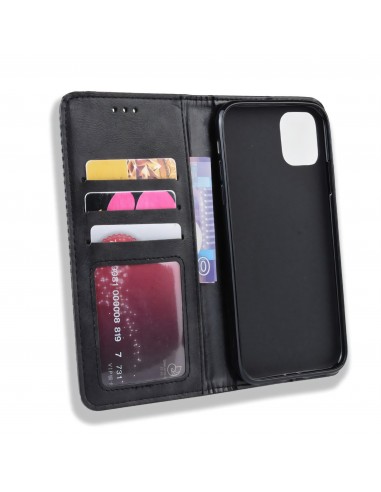 Etui iPhone 11 Pro Max Vintage Simili cuir - Noir