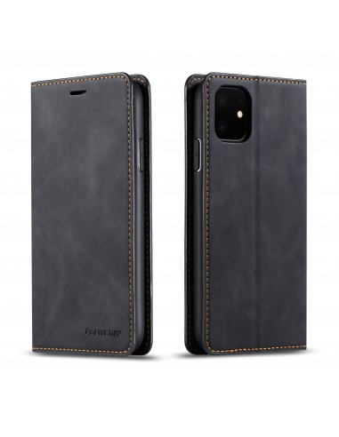 Etui portefeuille iPhone 11 Silky Touch -  Protection intégrale FORWENW - Noir
