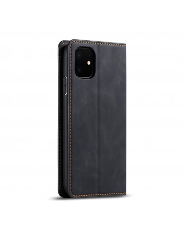 Etui portefeuille iPhone 11 Silky Touch -  Protection intégrale FORWENW - Noir