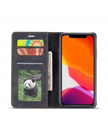 Etui portefeuille iPhone 11 Silky Touch -  Protection intégrale FORWENW - Noir