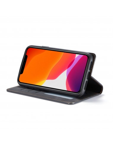 Etui portefeuille iPhone 11 Silky Touch -  Protection intégrale FORWENW - Noir