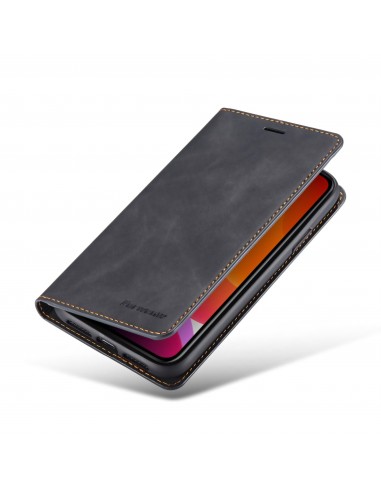 Etui portefeuille iPhone 11 Silky Touch -  Protection intégrale FORWENW - Noir