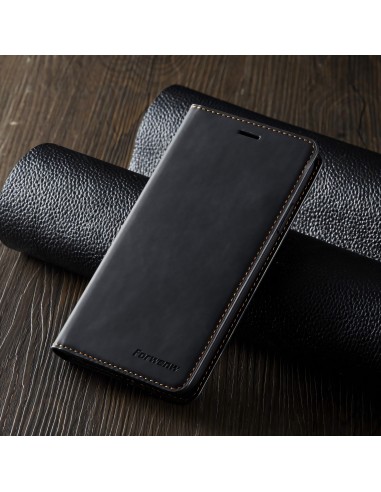 Etui portefeuille iPhone 11 Silky Touch -  Protection intégrale FORWENW - Noir