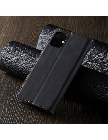 Etui portefeuille iPhone 11 Silky Touch -  Protection intégrale FORWENW - Noir