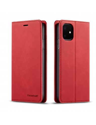 Etui portefeuille iPhone 11 Silky Touch -  Protection intégrale FORWENW - Rouge