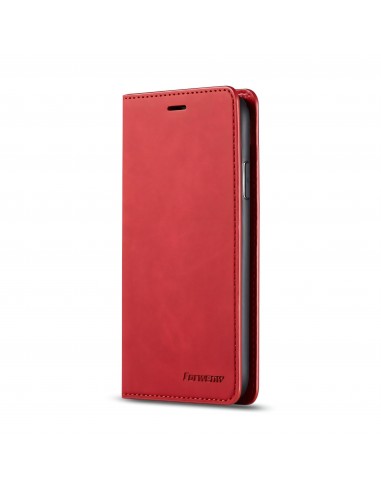 Etui portefeuille iPhone 11 Silky Touch -  Protection intégrale FORWENW - Rouge