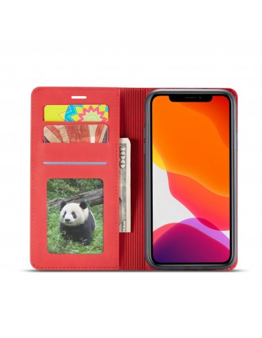 Etui portefeuille iPhone 11 Silky Touch -  Protection intégrale FORWENW - Rouge
