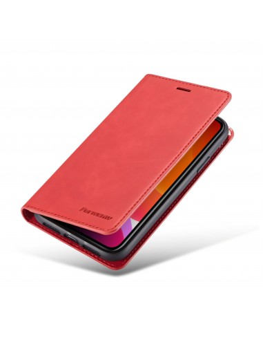 Etui portefeuille iPhone 11 Silky Touch -  Protection intégrale FORWENW - Rouge