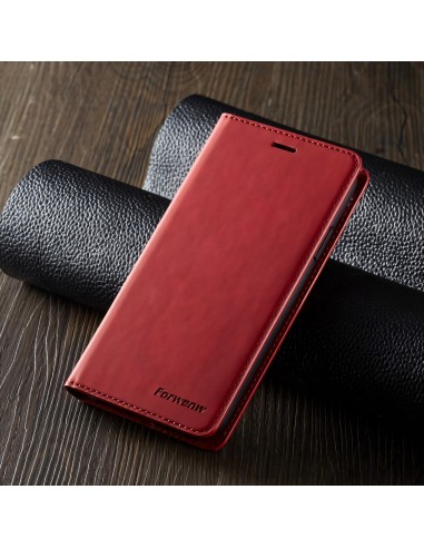 Etui portefeuille iPhone 11 Silky Touch -  Protection intégrale FORWENW - Rouge