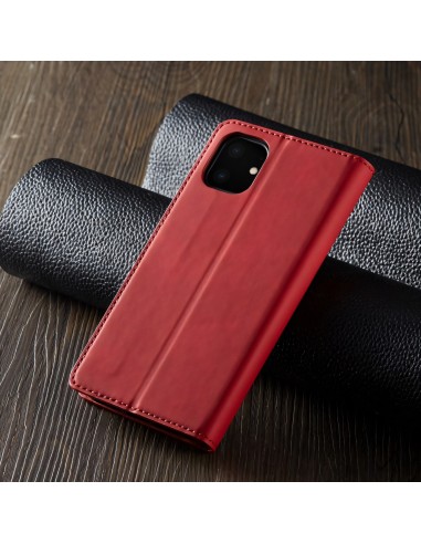 Etui portefeuille iPhone 11 Silky Touch -  Protection intégrale FORWENW - Rouge