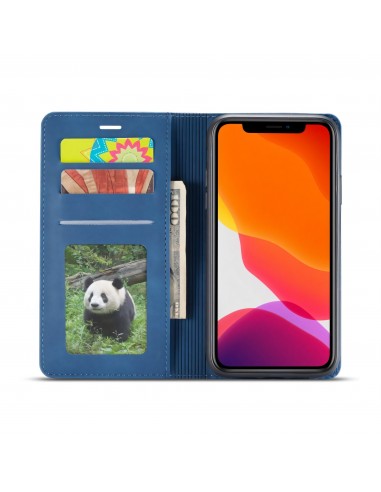 Etui portefeuille iPhone 11 Silky Touch -  Protection intégrale FORWENW - Bleu