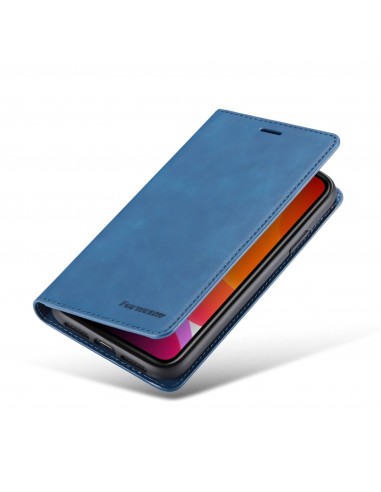 Etui portefeuille iPhone 11 Silky Touch -  Protection intégrale FORWENW - Bleu