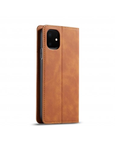 Etui portefeuille iPhone 11 Silky Touch -  Protection intégrale FORWENW - Marron