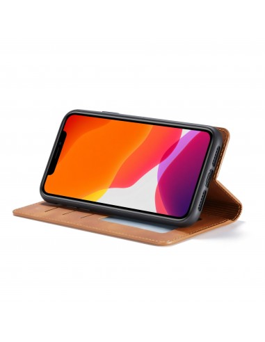 Etui portefeuille iPhone 11 Silky Touch -  Protection intégrale FORWENW - Marron