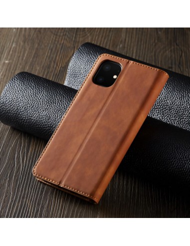 Etui portefeuille iPhone 11 Silky Touch -  Protection intégrale FORWENW - Marron