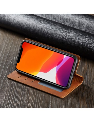 Etui portefeuille iPhone 11 Silky Touch -  Protection intégrale FORWENW - Marron