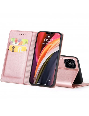 Etui iPhone 12 Pro Max Simili cuir avec fermeture magnetique -  Rangement carte - Rose