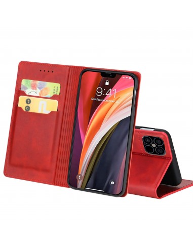 Etui iPhone 12 Pro Max Simili cuir avec fermeture magnetique -  Rangement carte - Rouge