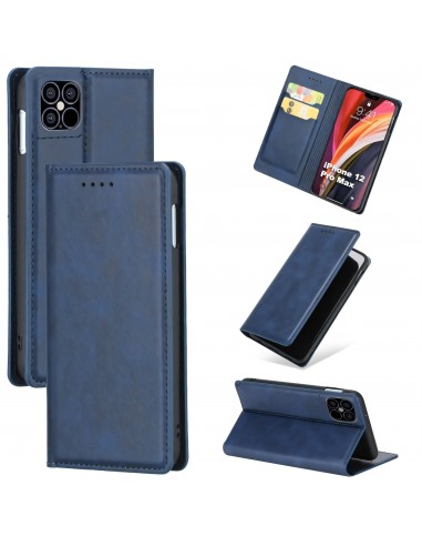 Etui iPhone 12 Pro Max Simili cuir avec fermeture magnetique -  Rangement carte - Bleu foncé