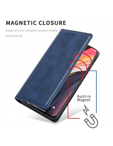 Etui iPhone 12 Pro Max Simili cuir avec fermeture magnetique -  Rangement carte - Bleu foncé